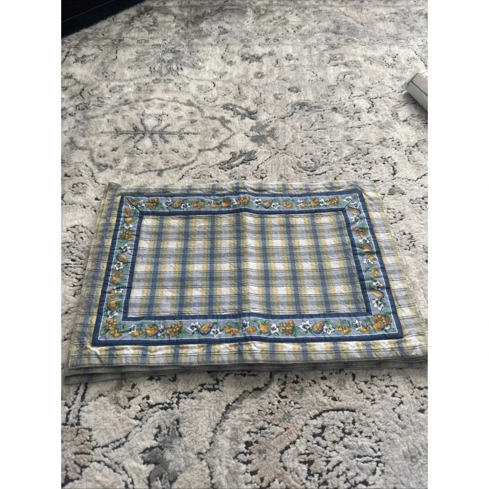 4 Vintage Floral Fruit Quilted Reversible Placemats 18x12 Cottagecore 90s